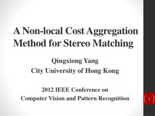 A Non-local Cost Aggregation Method for Stereo Matching