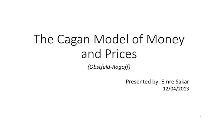 the cagan model of money and prices