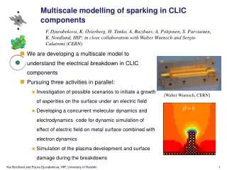Multiscale modelling of sparking in CLIC components