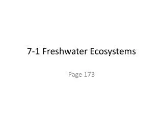 7-1 Freshwater Ecosystems