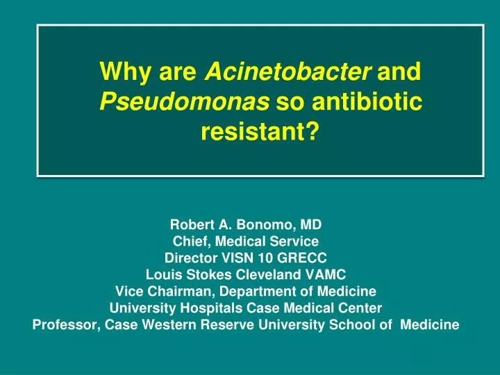 why are acinetobacter and pseudomonas so antibiotic resistant