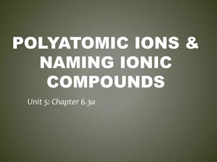 polyatomic ions naming ionic compounds