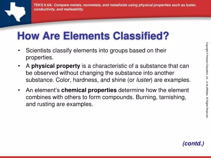how are elements classified