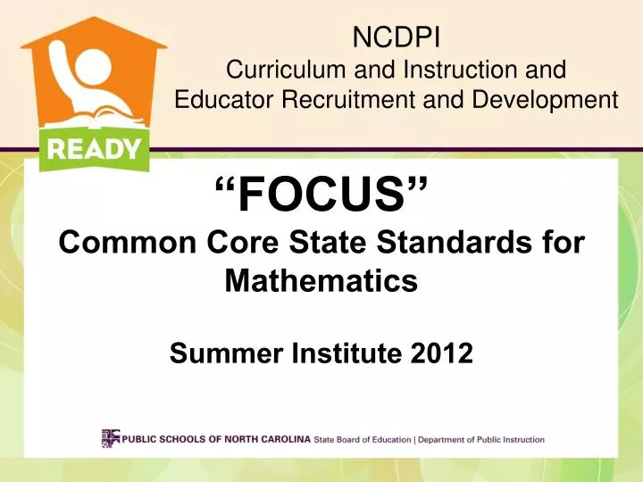 focus common core state standards for mathematics summer institute 2012