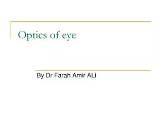 Optics of eye