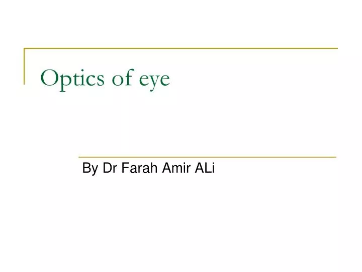 optics of eye
