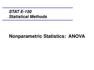 Nonparametric Statistics: ANOVA
