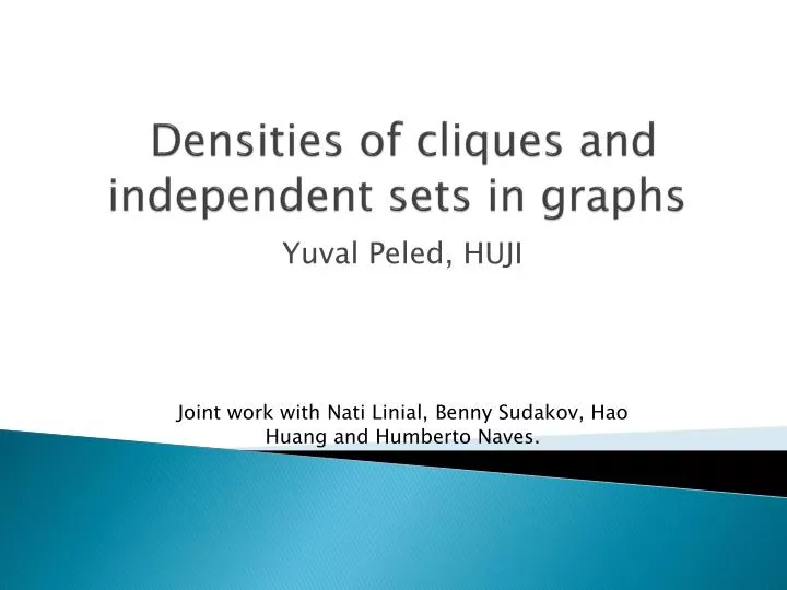 densities of cliques and independent sets in graphs