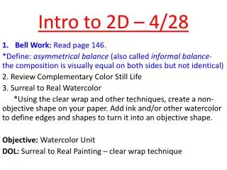 Intro to 2D – 4/28