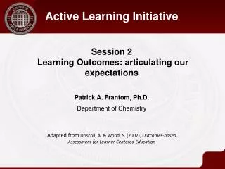 Session 2 Learning Outcomes: articulating our expectations