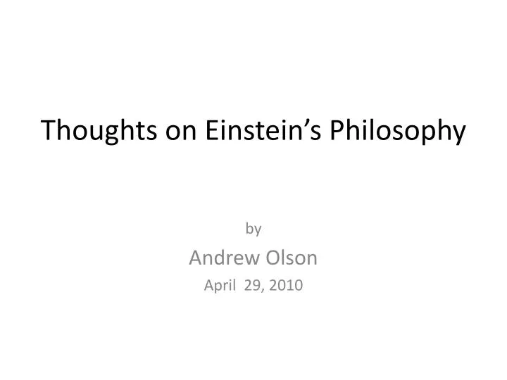 thoughts on einstein s philosophy