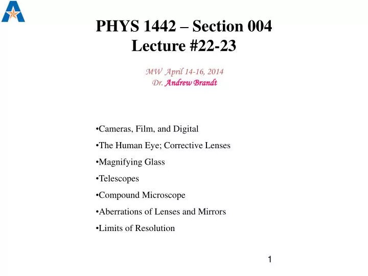 phys 1442 section 004 lecture 22 23