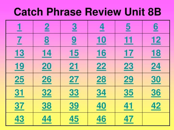 catch phrase review unit 8b