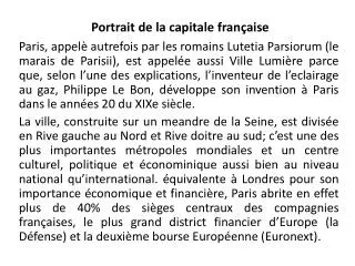 portrait de la capitale fran aise