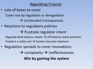 Regulating Finance