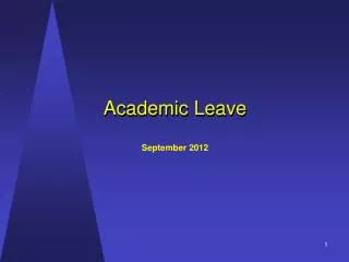 Academic Leave September 2012