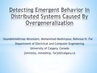 Detecting Emergent Behavior In Distributed Systems Caused By Overgeneralization