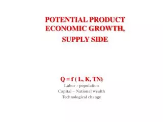 POTENTIAL PRODUCT ECONOMIC GROWTH, SUPPLY SIDE