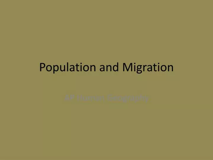 population and migration