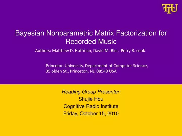 bayesian nonparametric matrix factorization for recorded music