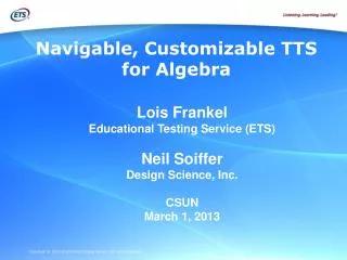 Navigable, Customizable TTS for Algebra