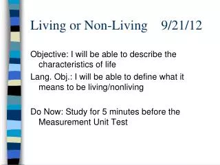 Living or Non-Living 9/21/12