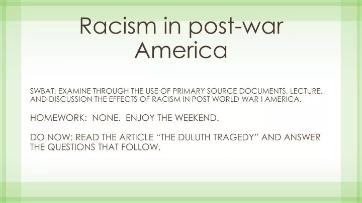 racism in post war america