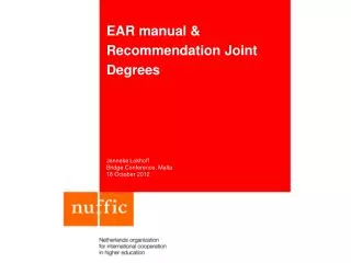 EAR manual &amp; Recommendation Joint Degrees