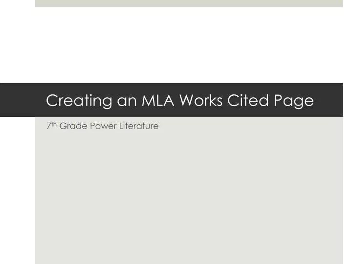 creating an mla works cited page