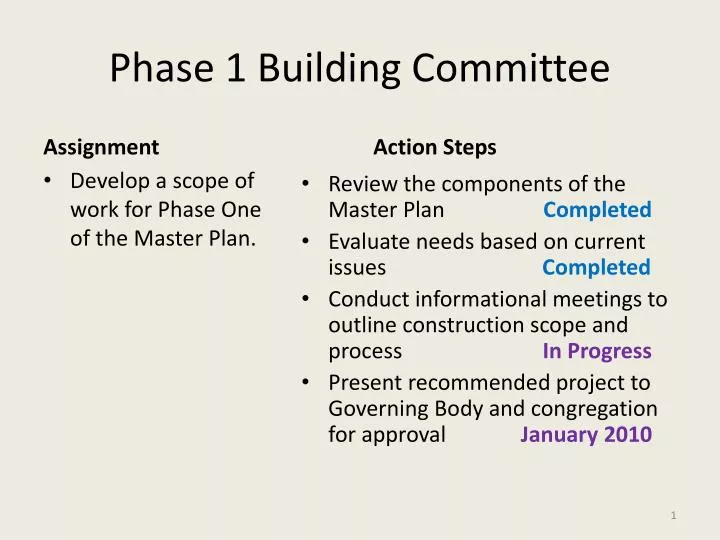 phase 1 building committee