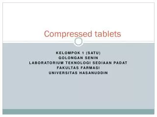 Compressed tablets