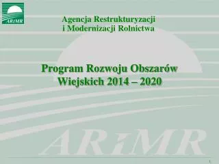 Program Rozwoju Obszarów Wiejskich 2014 – 2020