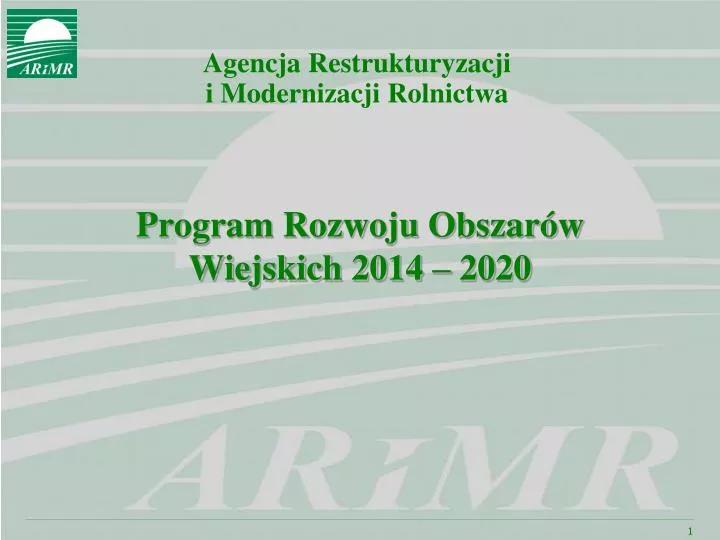 program rozwoju obszar w wiejskich 2014 2020