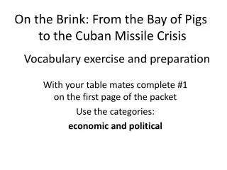 Vocabulary exercise and preparation