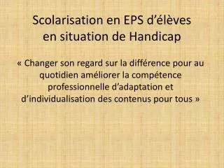 scolarisation en eps d l ves en situation de handicap