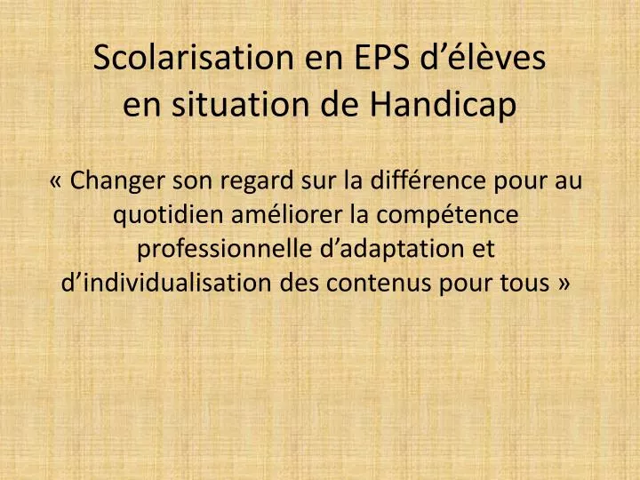 scolarisation en eps d l ves en situation de handicap