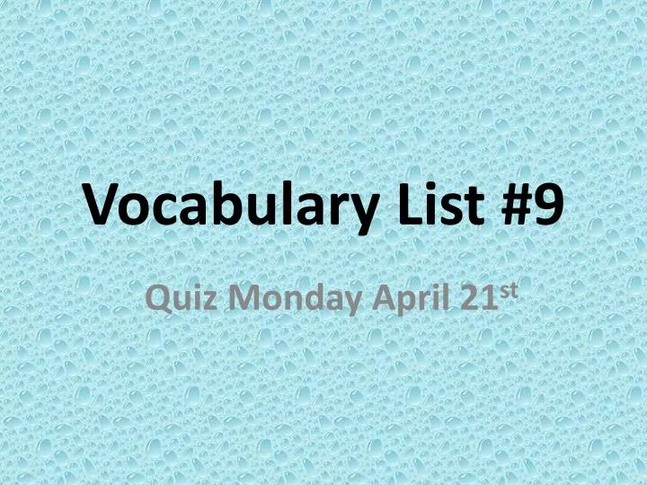 vocabulary list 9