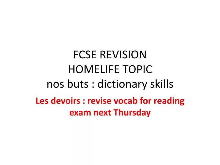 fcse revision homelife topic nos buts dictionary skills