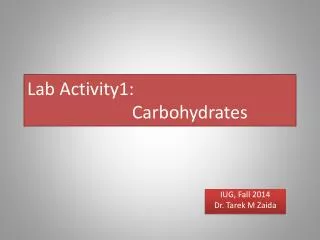 Lab Activity1: 		 Carbohydrates
