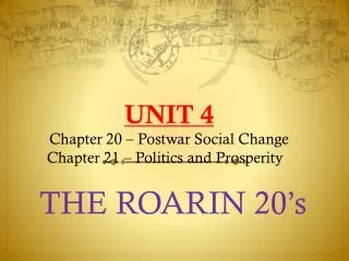 UNIT 4 Chapter 20 – Postwar Social Change Chapter 21 – Politics and Prosperity