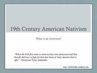 19th Century American Nativism