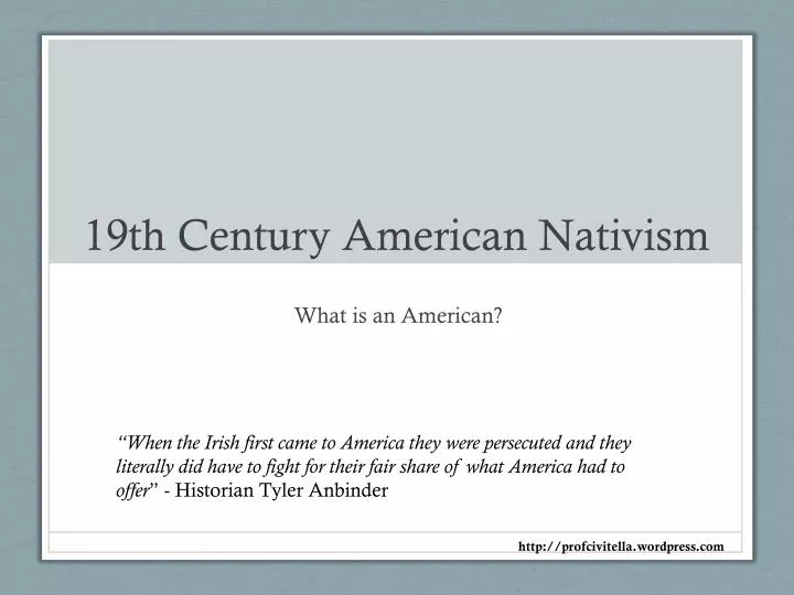 19th century american nativism