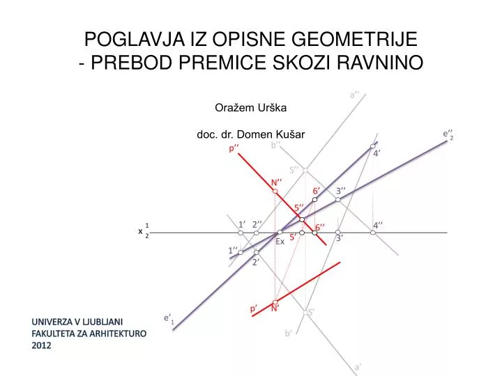 poglavja iz opisne geometrije prebod premice skozi ravnino ora em ur ka doc dr domen ku ar