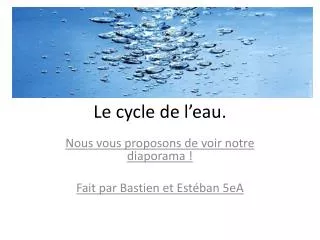 le cycle de l eau