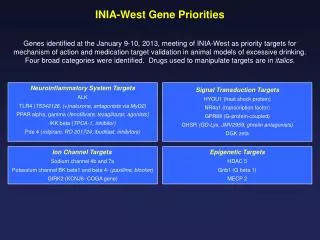 INIA-West Gene Priorities