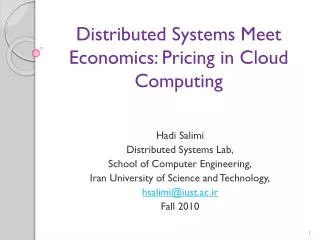 Distributed Systems Meet Economics: Pricing in Cloud Computing