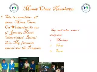 Monet Class Newsletter