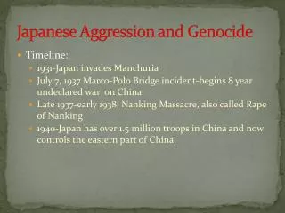 Japanese Aggression and Genocide