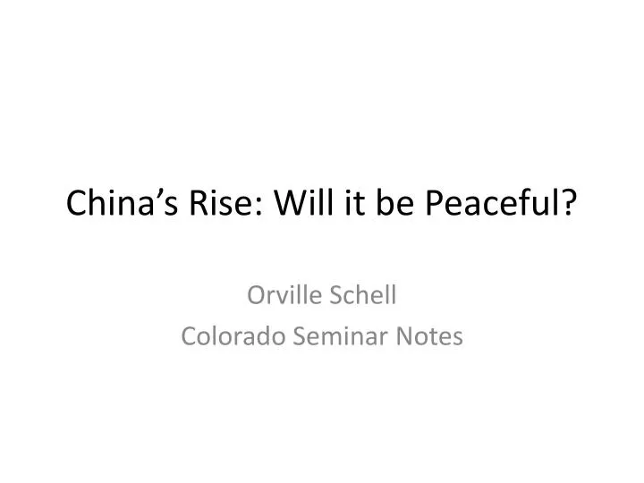 china s rise will it be peaceful