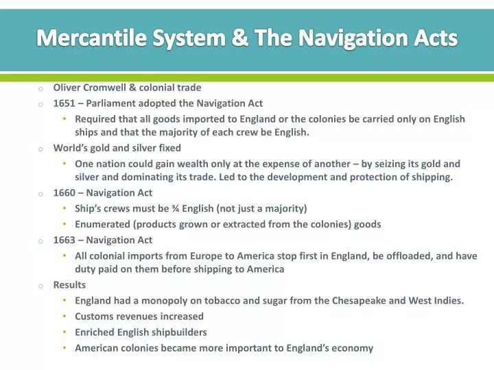 mercantile system the navigation acts